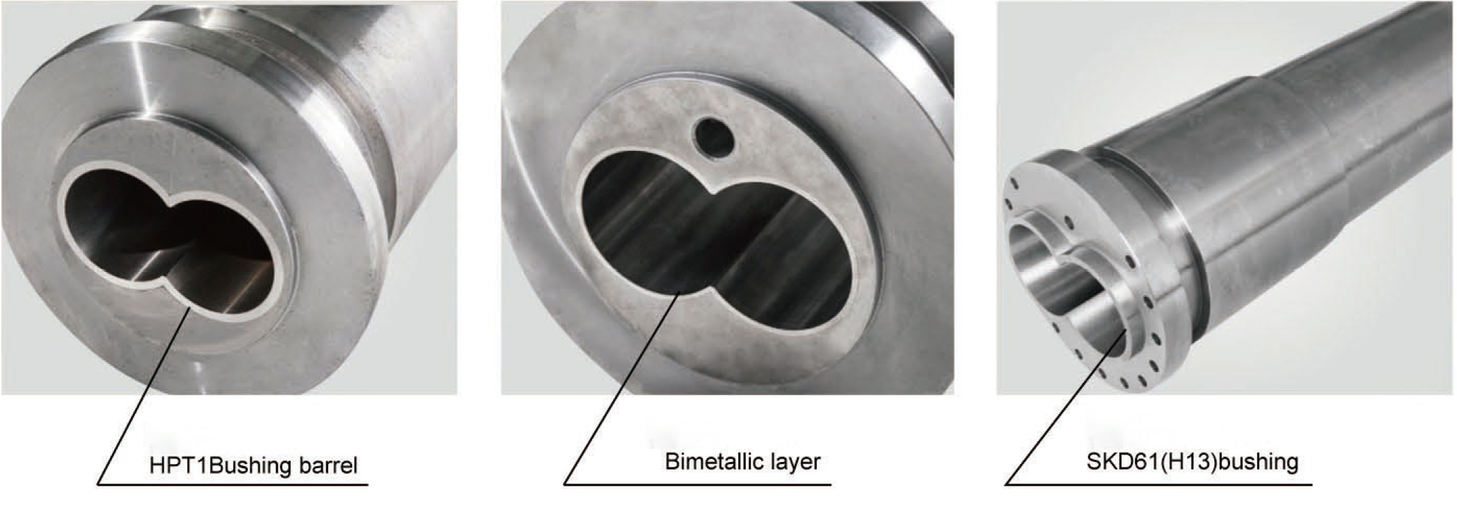 Conical twin screw barrel for SPC floor