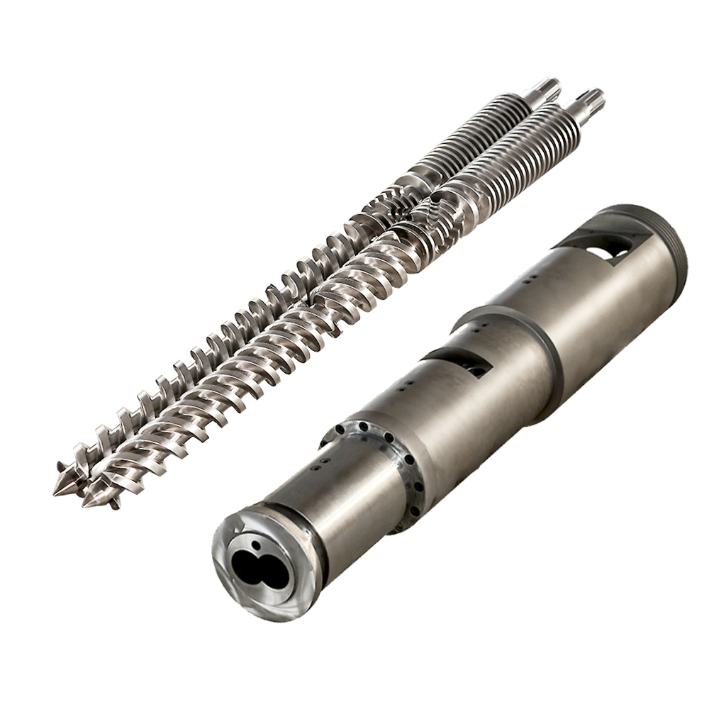 Conical twin screw barrel